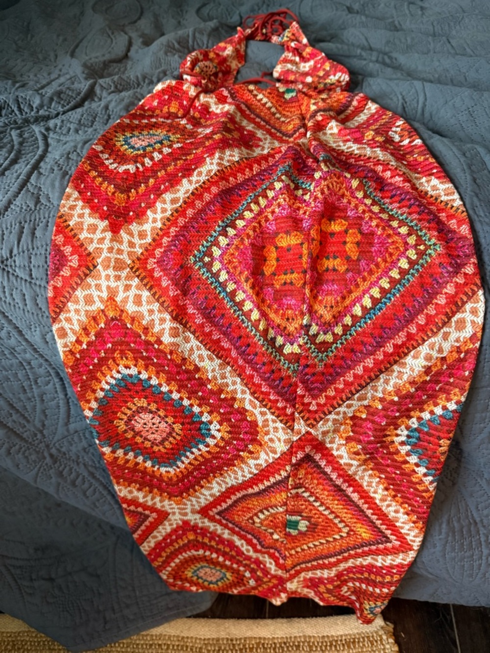 Colorful Crochet Diamond Halter Top and Skirt set